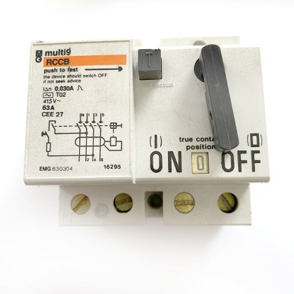 Merlin Gerin Multi9 16295 EMG630304 CEE27 63A 63 Amp 30mA RCD RCCB 2 Double Pole Circuit Breaker Type AC